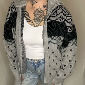 London Fog Black and Gray Women's Cardigan